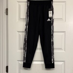 Adidas Kids Black Joggers with White Stripes